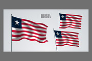 Liberia waving flags vector