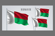 Madagascar waving flags vector