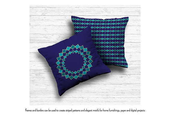 Blue Gold Moroccan Frames & Borders in Patterns - product preview 4