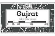 Gujrat Pakistan City Map in Retro