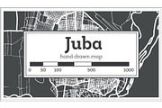 Juba South Sudan City Map in Retro