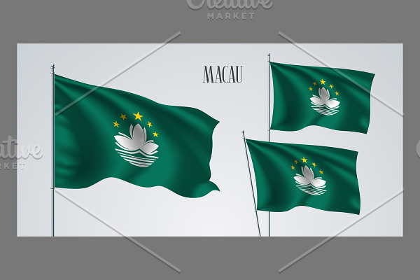 Macau waving flags vector