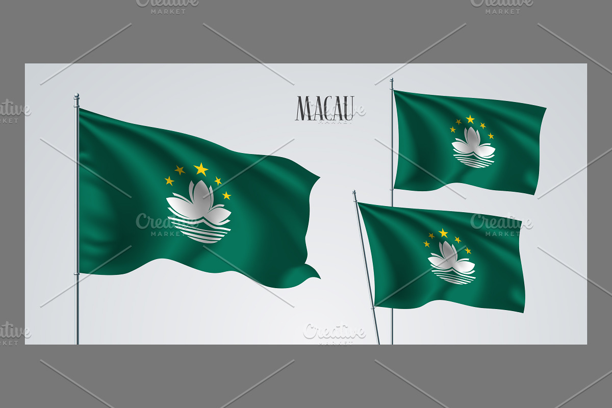 Macau waving flags vector in Illustrations - product preview 8