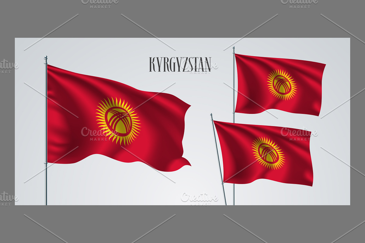 Kyrgyzstan waving flags vector in Illustrations - product preview 8