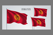 Kyrgyzstan waving flags vector