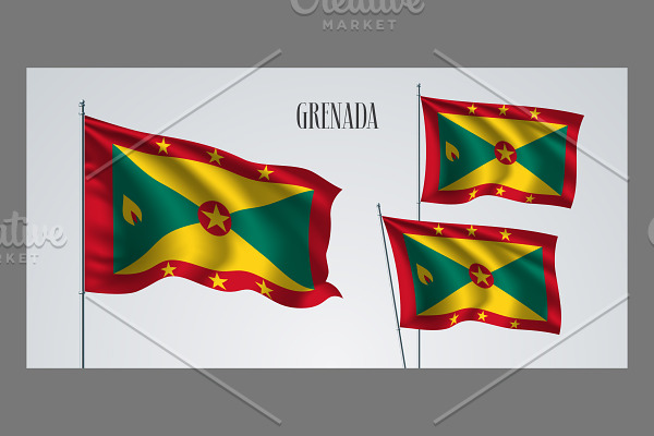 Grenada waving flags vector