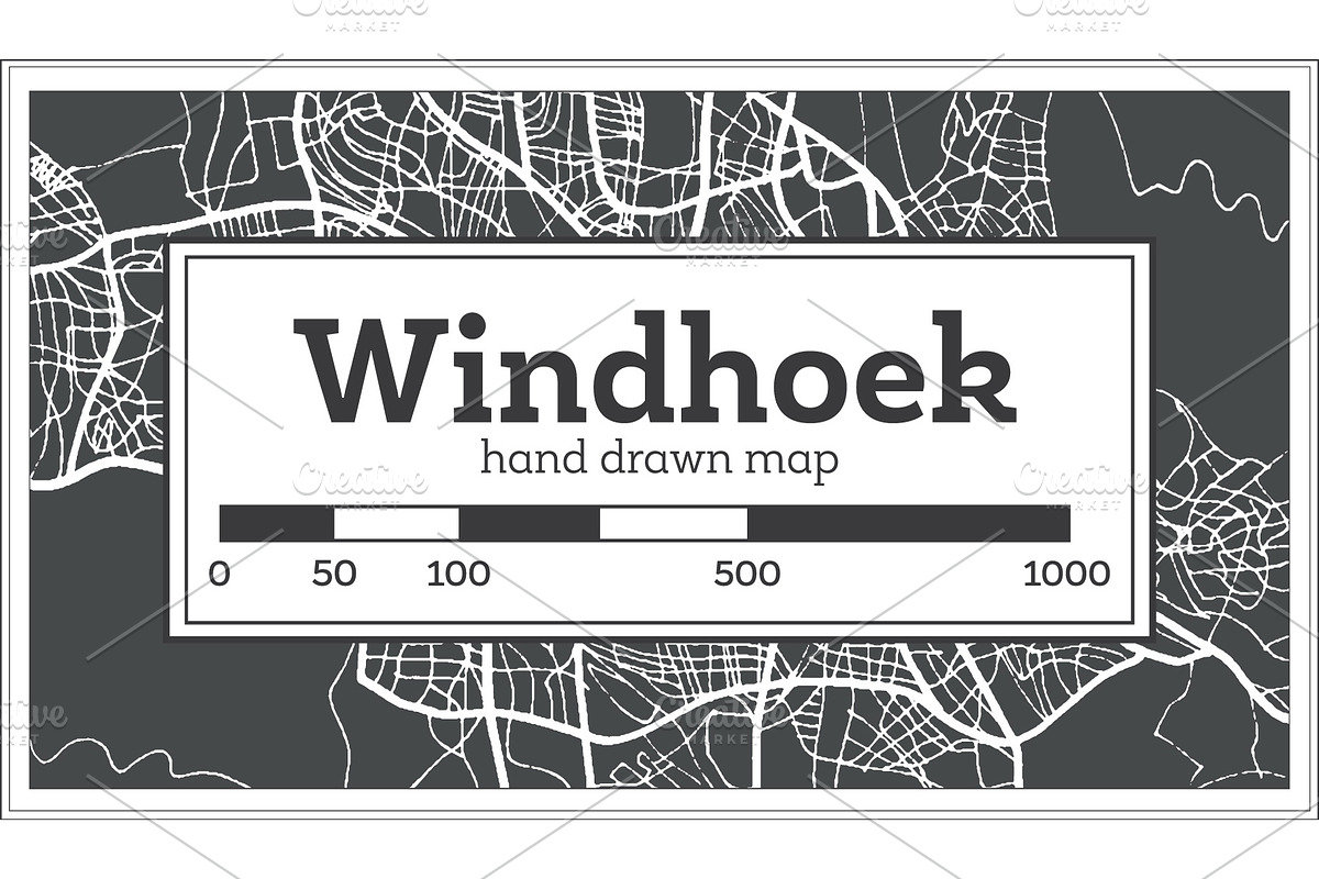 Windhoek Namibia City Map in Retro in Illustrations - product preview 8