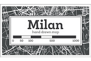 Milan Italy City Map in Retro Style.