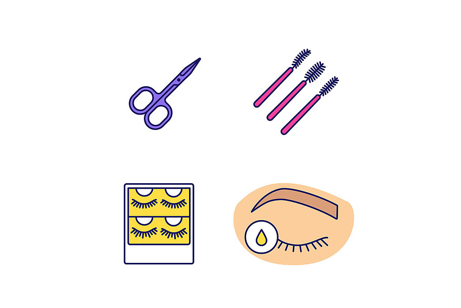 Eyelash extension color icons set