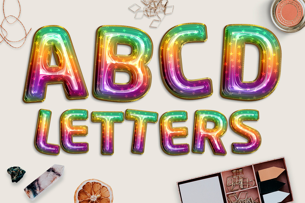 Rainbow Balloons Alphabet in Graphics - product preview 8