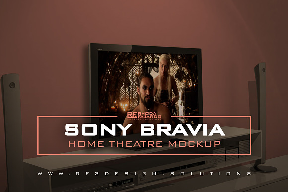 Sony Bravia: Home Theatre Mockup in Mockup Templates - product preview 4