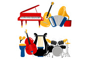 Cartoon music instruments