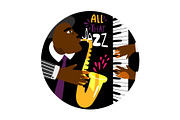 Jazz piano round banner