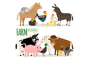 Farm animals cartoon characters
