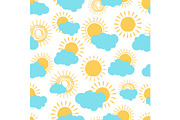 Sun and clouds seamless pattern