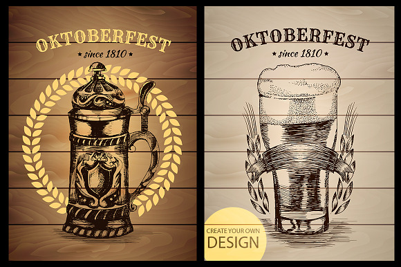 Hand drawn retro beer set in Objects - product preview 3