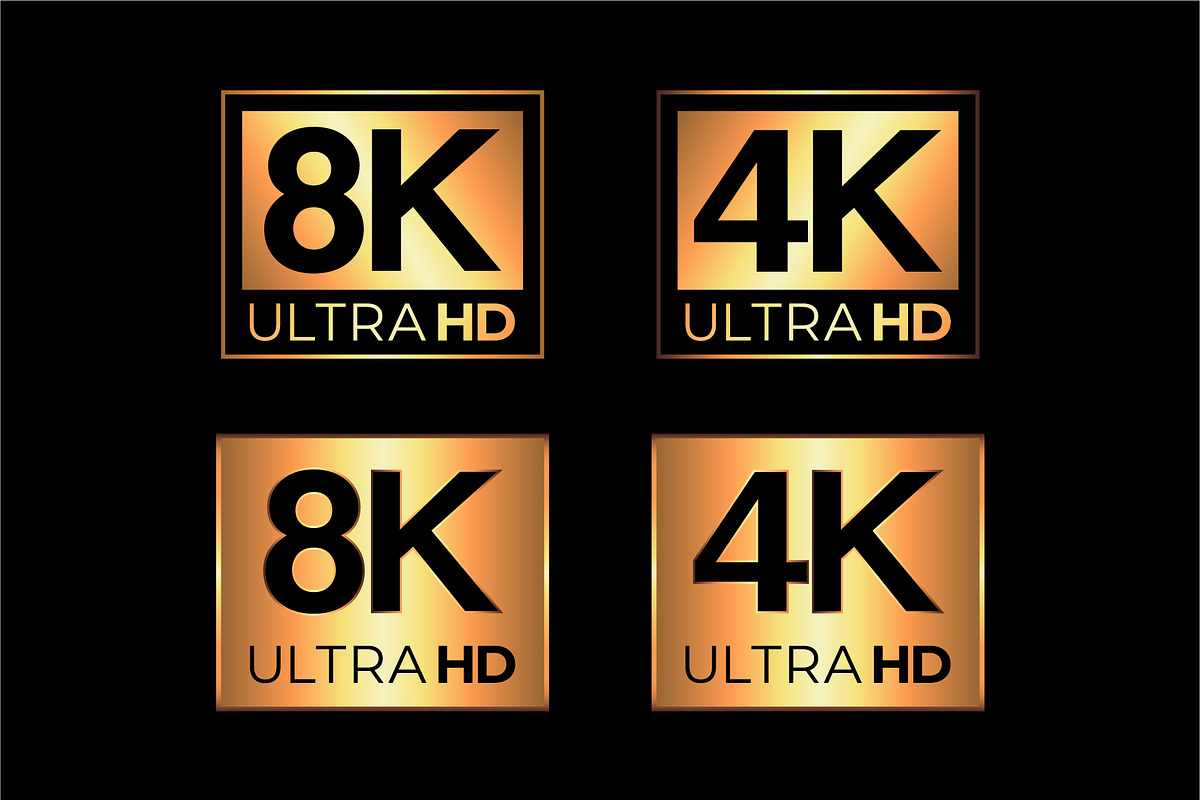 4K & 8K Ultra HD and HDR Logo Set in Objects - product preview 8