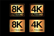 4K & 8K Ultra HD and HDR Logo Set