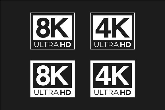 4K & 8K Ultra HD and HDR Logo Set in Objects - product preview 2