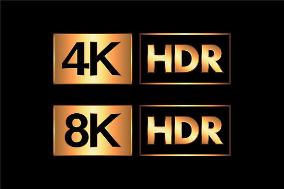 4K & 8K Ultra HD and HDR Logo Set in Objects - product preview 4