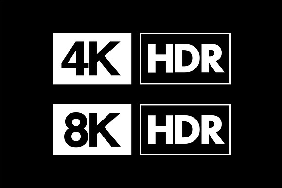 4K & 8K Ultra HD and HDR Logo Set in Objects - product preview 5