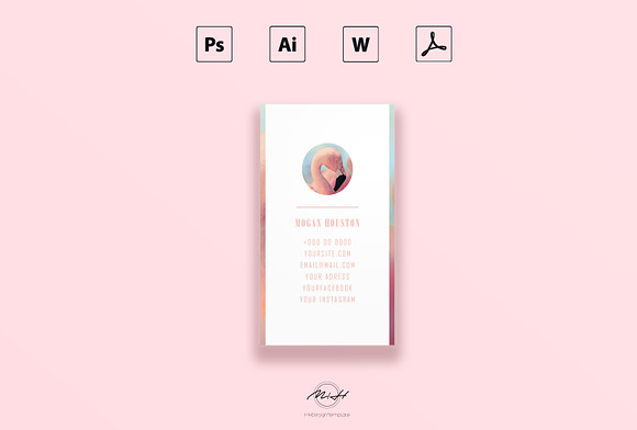 Flamingo Bussiness Card Template in Business Card Templates - product preview 3