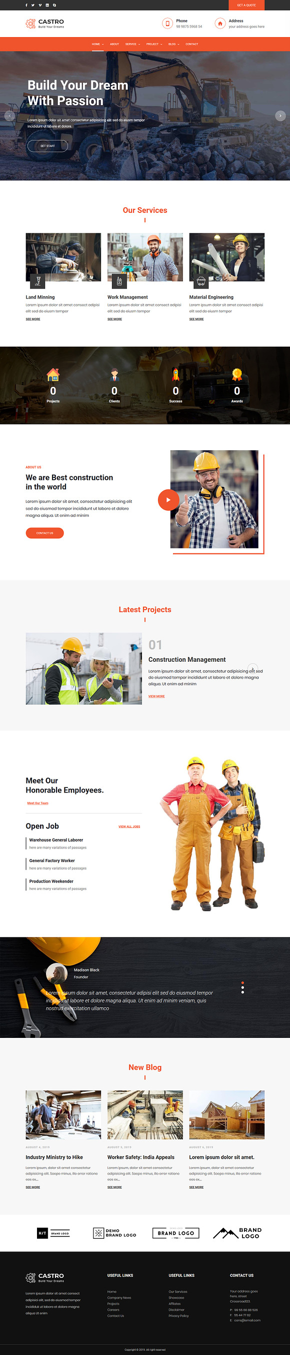 Castro – React Construction Template in Bootstrap Themes - product preview 2