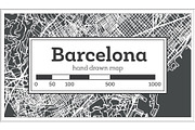 Barcelona Spain City Map in Retro