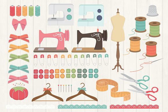 Sewing Clip Art in Illustrations - product preview 1