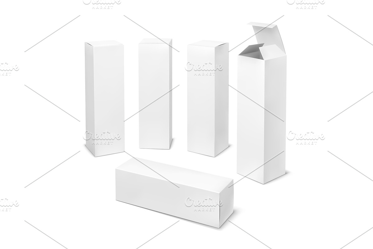 Tall white box. Cardboard cosmetic in Objects - product preview 8