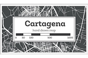 Cartagena Spain City Map in Retro