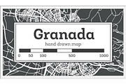Granada Spain City Map in Retro