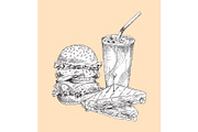 Hamburger and Sandwich Set Vector