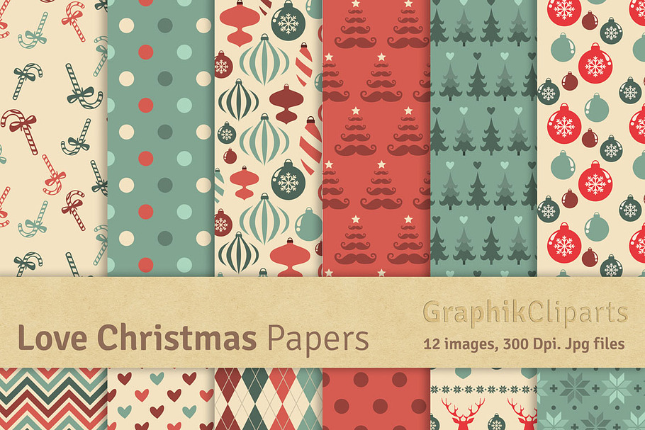 Love Christmas Digital Papers in Textures - product preview 8