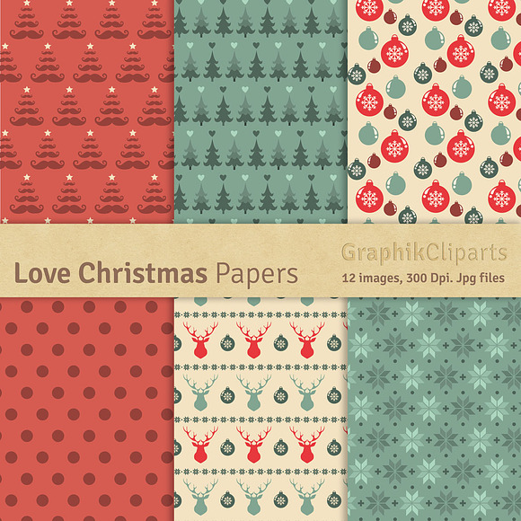 Love Christmas Digital Papers in Textures - product preview 1