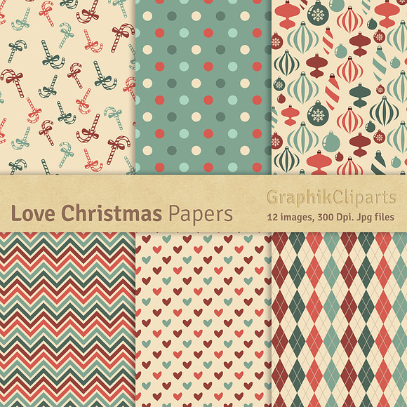 Love Christmas Digital Papers in Textures - product preview 2