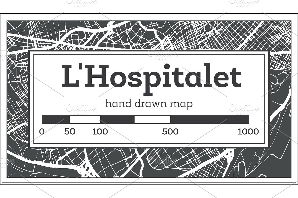 L'Hospitalet Spain City Map in Retro in Illustrations - product preview 8