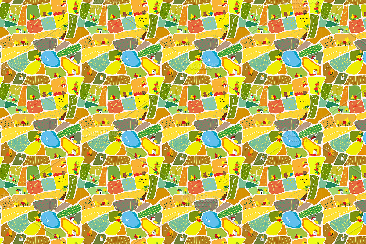 Autumn landscape seamless pattern in Patterns - product preview 8