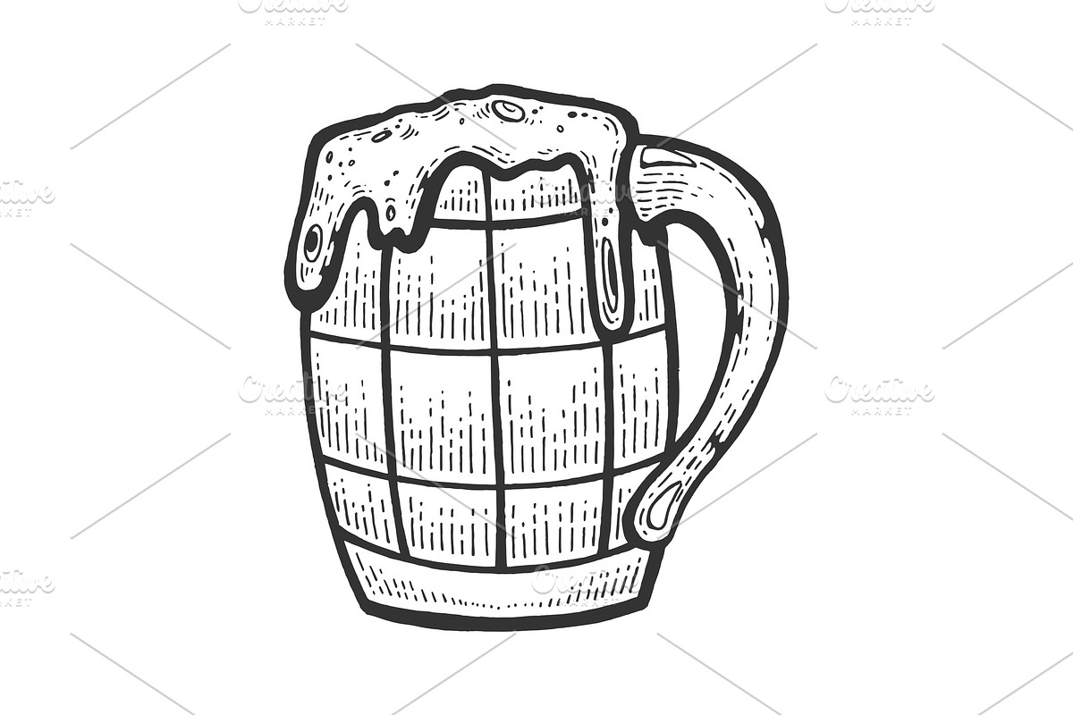 Beer drink in mug cup sketch vector in Objects - product preview 8