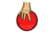 Hand with bowling ball sketch vector