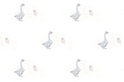 Goose & Kitten seamless pattern