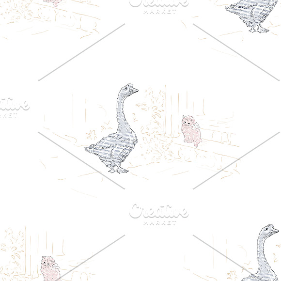 Goose & Kitten seamless pattern in Patterns - product preview 1