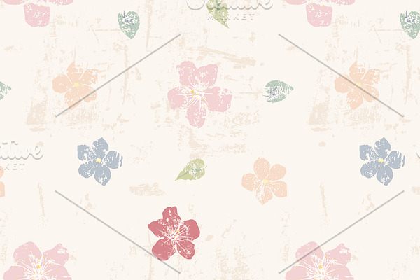 Grungy floral seamless pattern