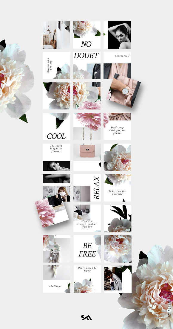 Instagram PUZZLE template - Peonies in Instagram Templates - product preview 1