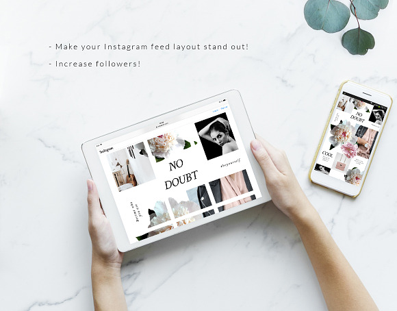Instagram PUZZLE template - Peonies in Instagram Templates - product preview 3