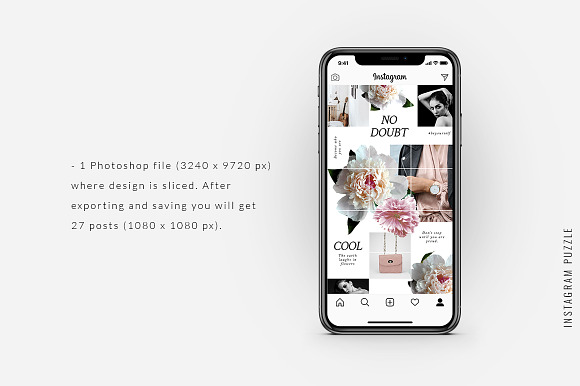 Instagram PUZZLE template - Peonies in Instagram Templates - product preview 4