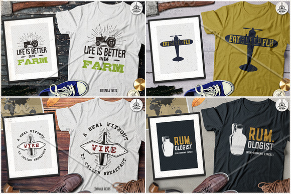 T-Shirt Designs Vector Bundle Part 3 in Illustrations - product preview 5