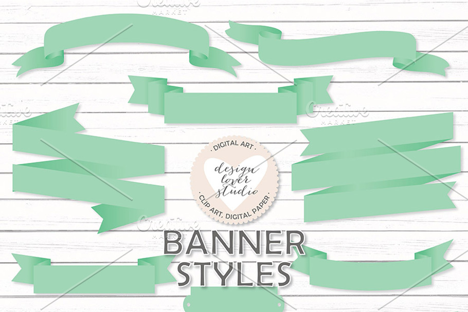 Vector mint banners/ribbons