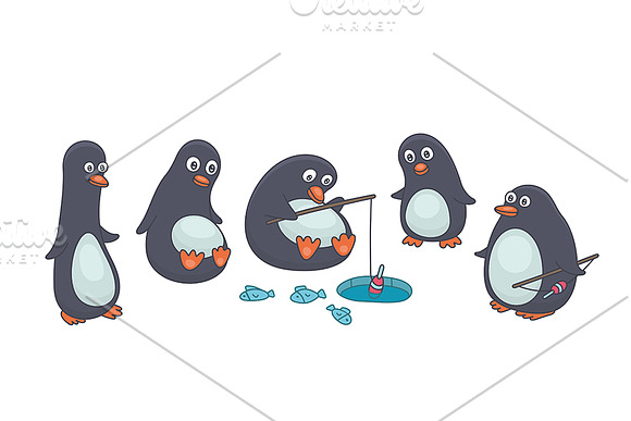 Set of Penguins + Pattern in Illustrations - product preview 1