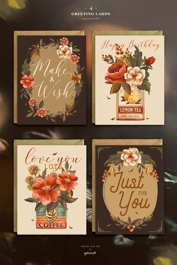 Vintage Tins & Flowers Graphic Set in Illustrations - product preview 4
